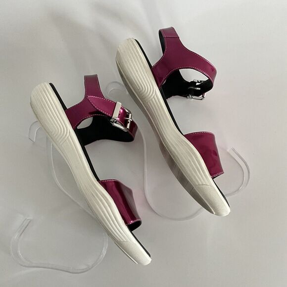 Aquatalia Sandals Women 8.5M Metallic Fuchsia Leather Ravish Ankle Strap - Picture 5 of 12